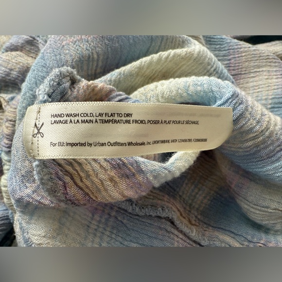 Free People Ruffled Frayed Pastel Plaid Pull On Pants Size XS Mermaid Whimsical - Picture 5 of 10